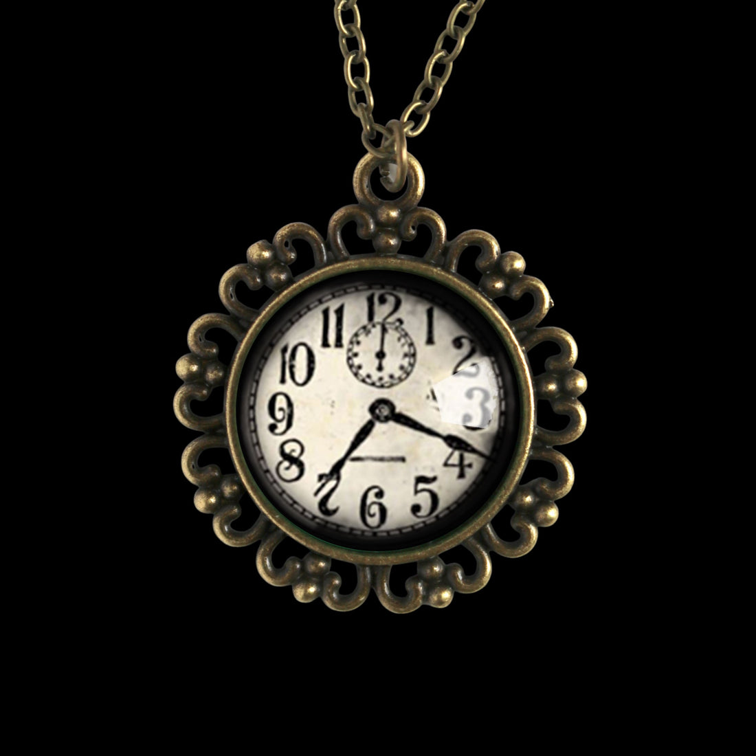 Edwardian Steampunk Clock Pendant Necklace