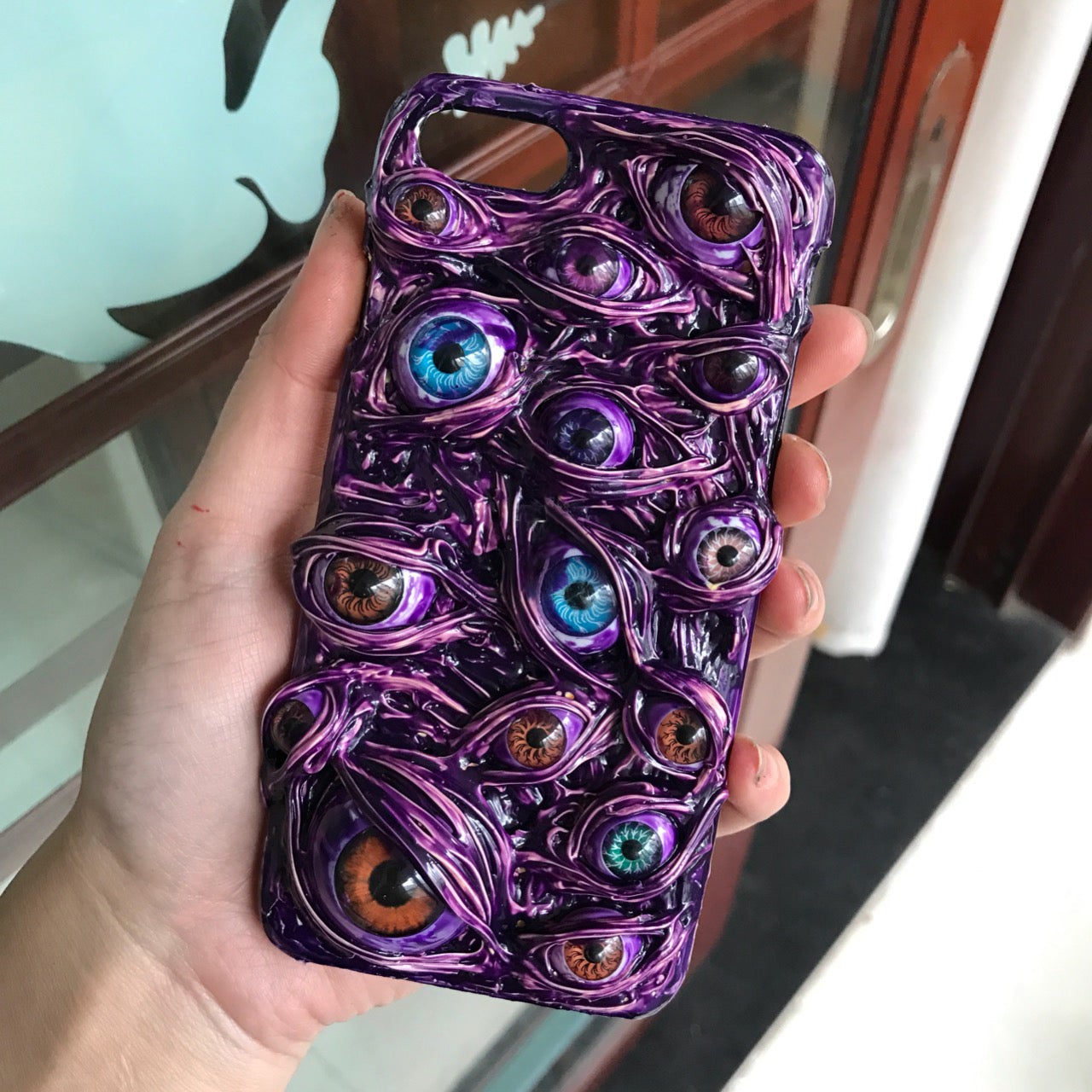 Goth Purple iPhone Phone Case in Hand