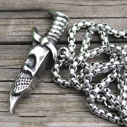 Double Sided Skull Dagger Necklace