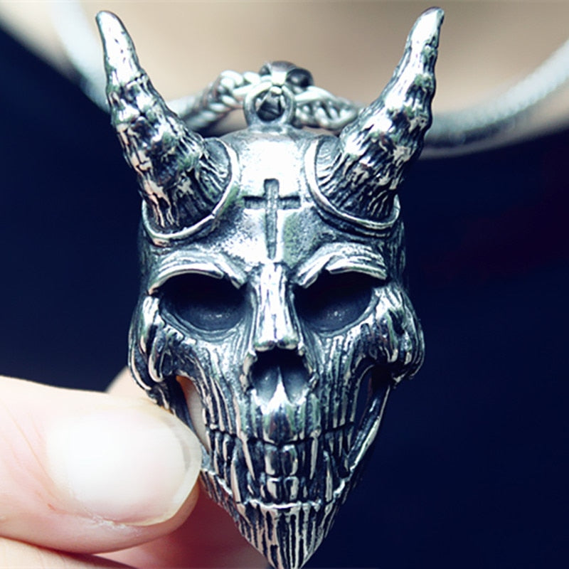Demon Satan Cross Skull Necklace