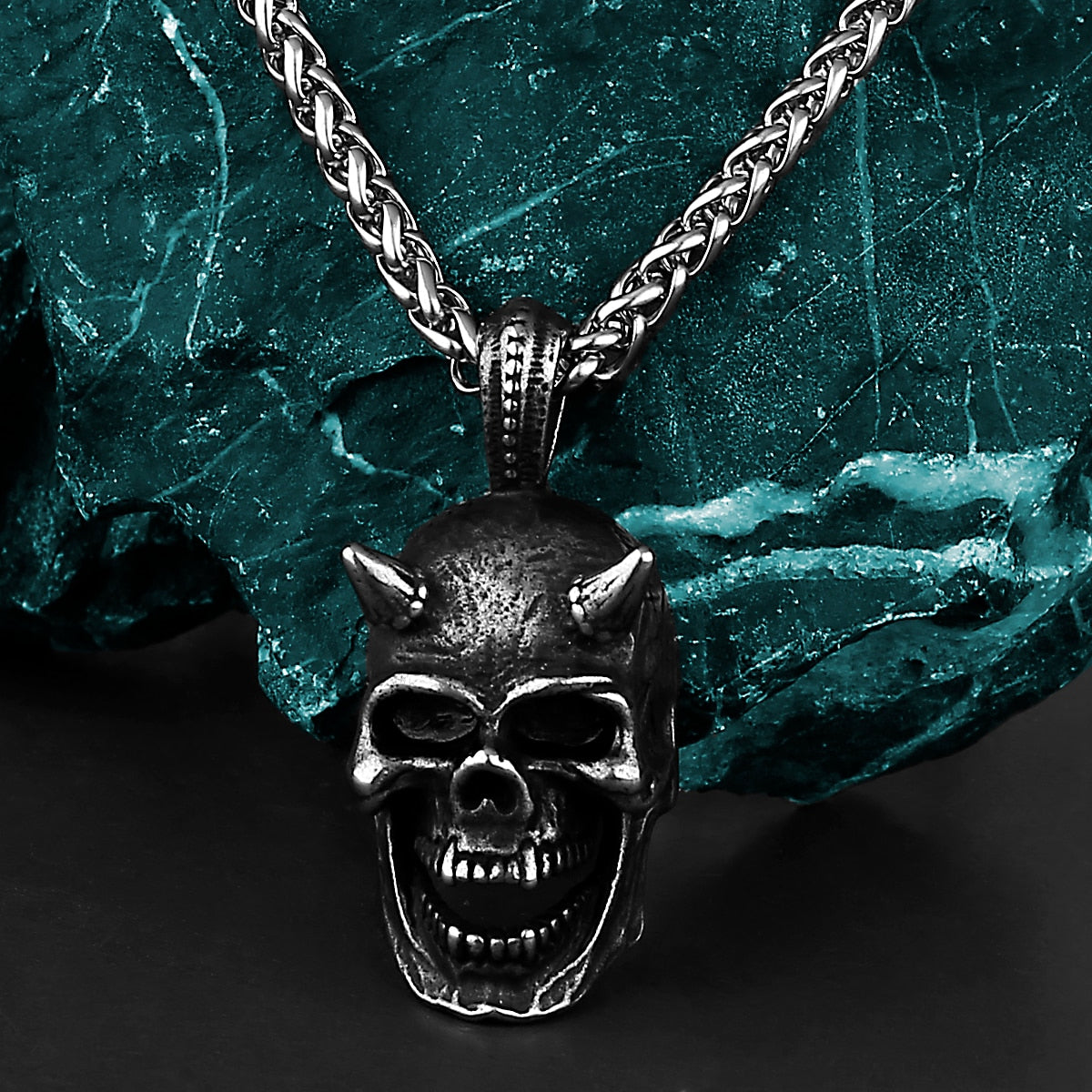 Horn Demon Skull Necklace