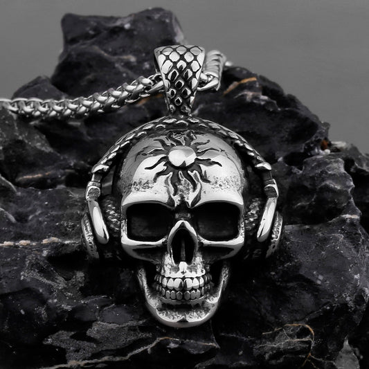 Music Skull Headphones Necklace